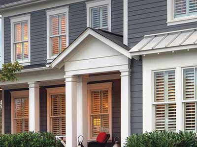 Grayish vinyl siding residential home